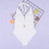 Ambrosia White Low V Neck One Piece