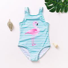 Bronte Light Blue Stripes Flamingo One Piece