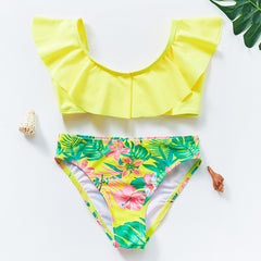 Celia Yellow Rafful top with Green Floral Brief