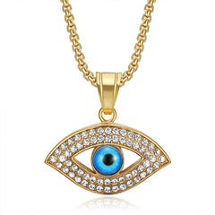 Gold All Seeing Blue Eye Pendant