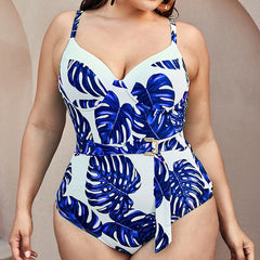 Wrenlee Blue Leaves Pattern One Piece