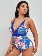 Valentina Blue and Pink Leaves One Piece