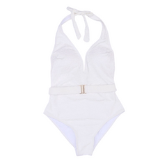 Ambrosia White Low V Neck One Piece