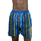 Blue Yellow and Black Stripe Versace Shorts