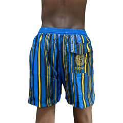 Blue Yellow and Black Stripe Versace Shorts