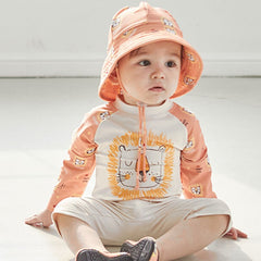 Orange Lion Swimsuit Set with Hat