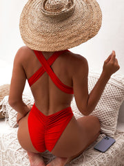 Amber Backless One Piece Swimsuit Red