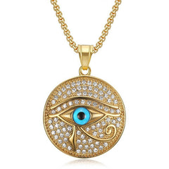 Gold Round All Seeing Long Eyelash Pendant