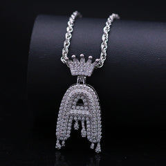 Silver Drip Letter Pendant