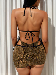 Mercedes Gold Leopard Bikini with Skirt 3-Pieces Set