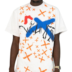 Blue White Orange Graphic T-Shirt
