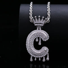 Silver Drip Letter Pendant