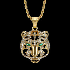 Gold Panda Green Eyes Pendant