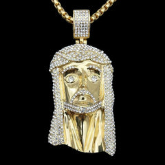 Gold and Silver Jesus Piece Large Pendant JW003BIG-4