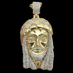 Gold and Silver Jesus Piece with Headpiece JW003BIG-5