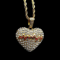 Heart with Red Heartbeat Pendant