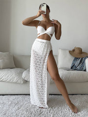 Andrea White Bikini with Long Lace Skirt