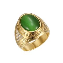 JW007-17-Gold with Green Stone