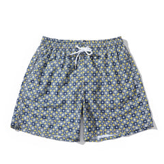 Men's Short Abstract Pattern Blue Yellow