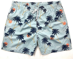 Men's Short Tropical Pattern Light Blue
