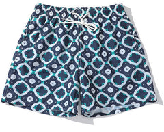 Men's Short Abstract Pattern White Blue