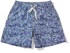 Men's Short Abstract Tile Pattern Blue