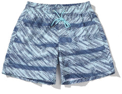 Men's Short Abstract Pattern Light Blue