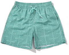 Men's Short Geometric Pattern Torquoise Blue
