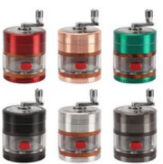 Zinc Alloy Hand Crank Grinder 63mm 4-Layer Wood Grain