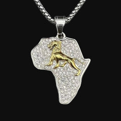 Silver Africa Gold Lion Pendant