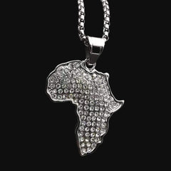 Silver Map Diamond Pendant