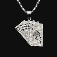 Silver Poker Playing Card Pendant