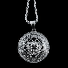 Silver Round Versace Pendant