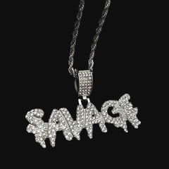 Silver Savage Word Pendant