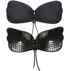 Silicone bra with Strings Black