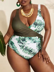 Maeve Green Leaves Print One Piece