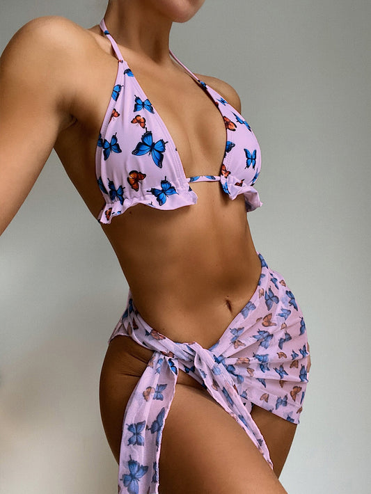 Gianna Bikini Pink Butterfly Bikini with Wrap