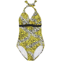 Elettra Yellow Leopard Print One Piece