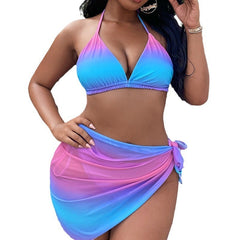 Paige 3 pieces Ombre Print with Skirt Blue and Pink
