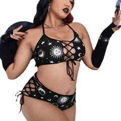 Madrigal Black Sun and Moon Print Bikini