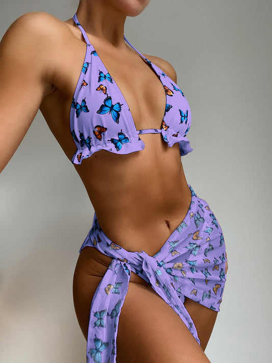 Gianna Bikini Purple Butterfly Bikini with Wrap