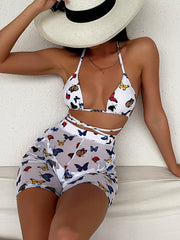 Gianna Bikini White Butterfly Bikini with Shorts Set