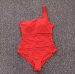 Hannah One Shoulder One Piece Red