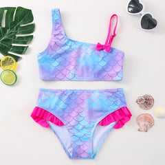 Brielle Blue Fish Scales Pattern Two Pieces