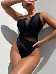 Olive Black Mesh One Piece