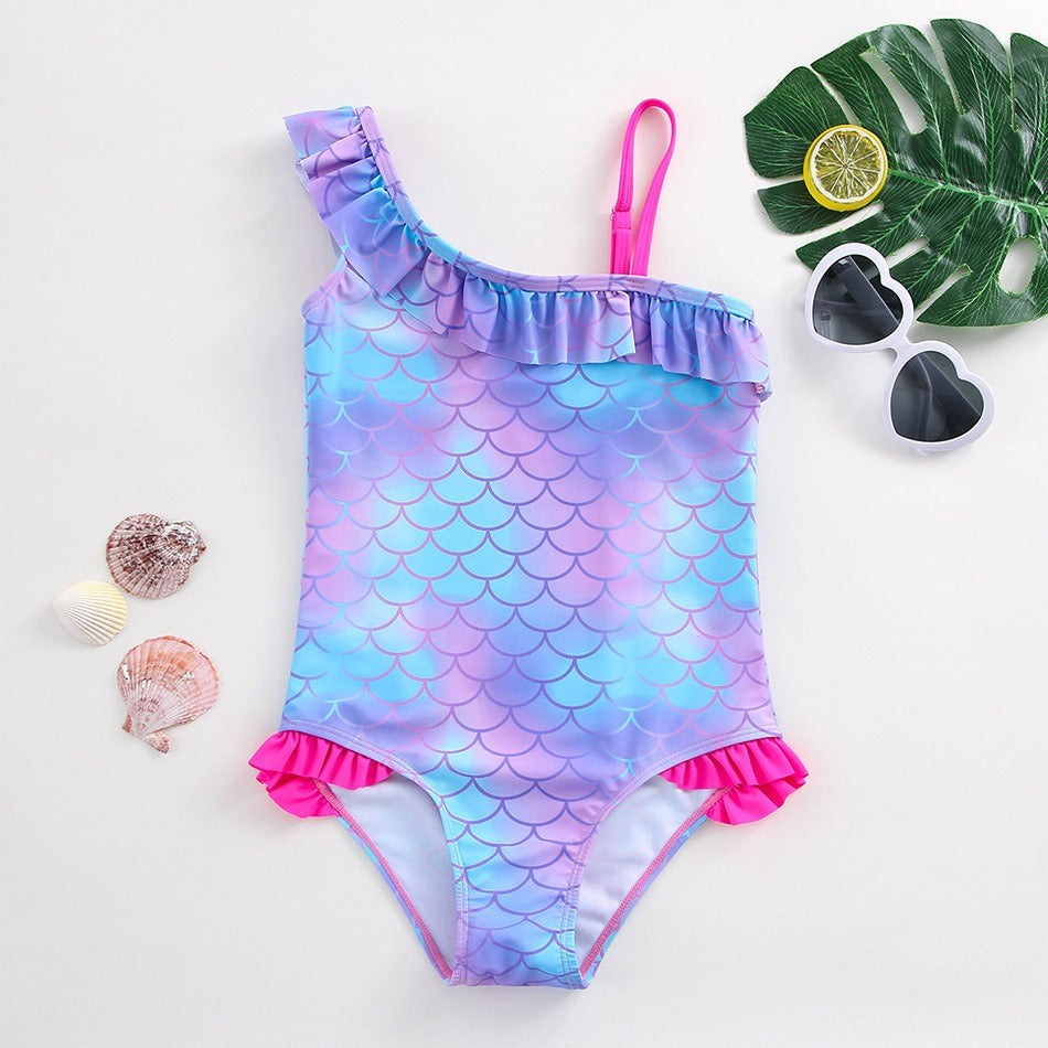 Brielle Blue Fish Scales Pattern One Piece