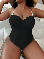 Samira One Piece Swimsuit Halter Plus Size Black