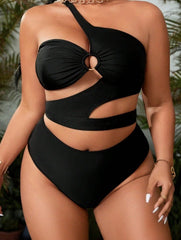 Arely Two Piece Bikini Cutout Plus Size Black