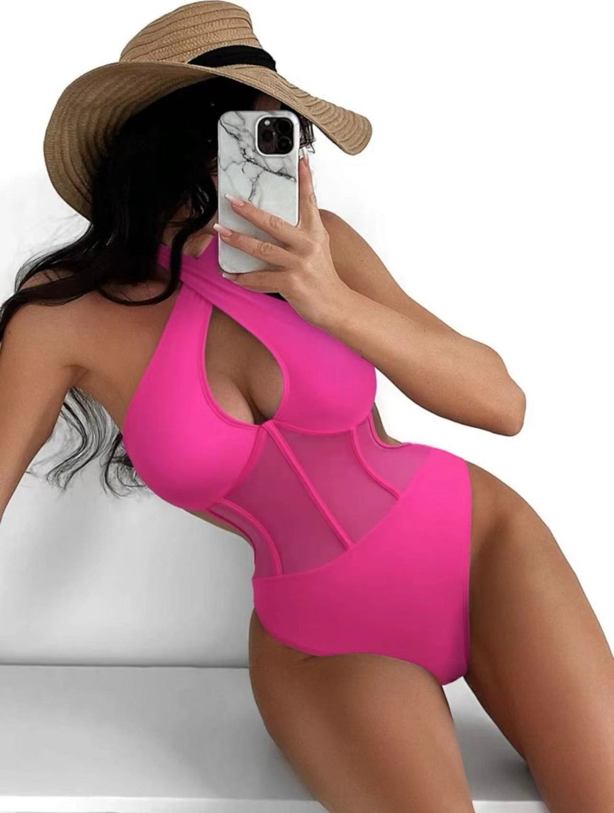 Serena Cross Neck Monokini Pink