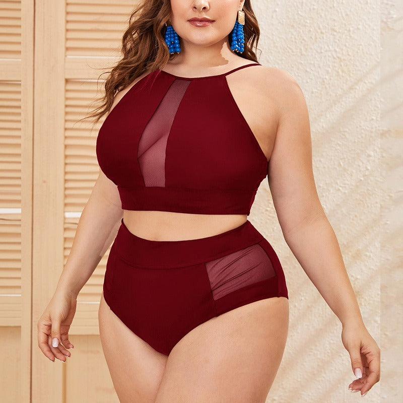 Alice Mesh Two Pieces Burgundy Red